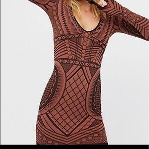 Free People Brown Patterned Dress